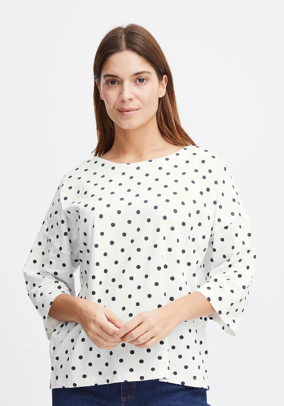 Fransa Siva Polka Dot Top, Navy Blazer Mix