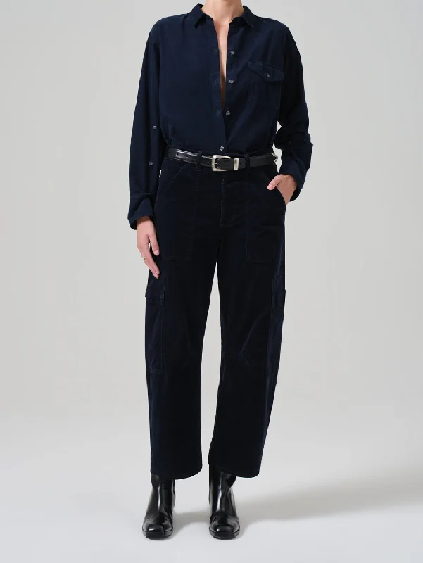 Marcelle Corduroy Cargo Pant - Navy