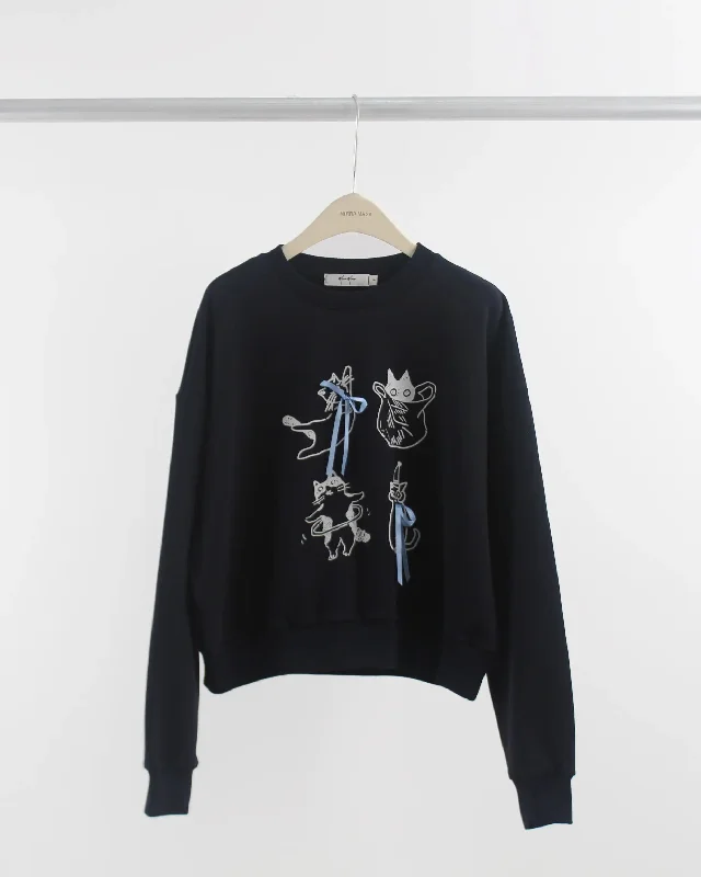 7644Q Kitty and Bow Sweatshirt