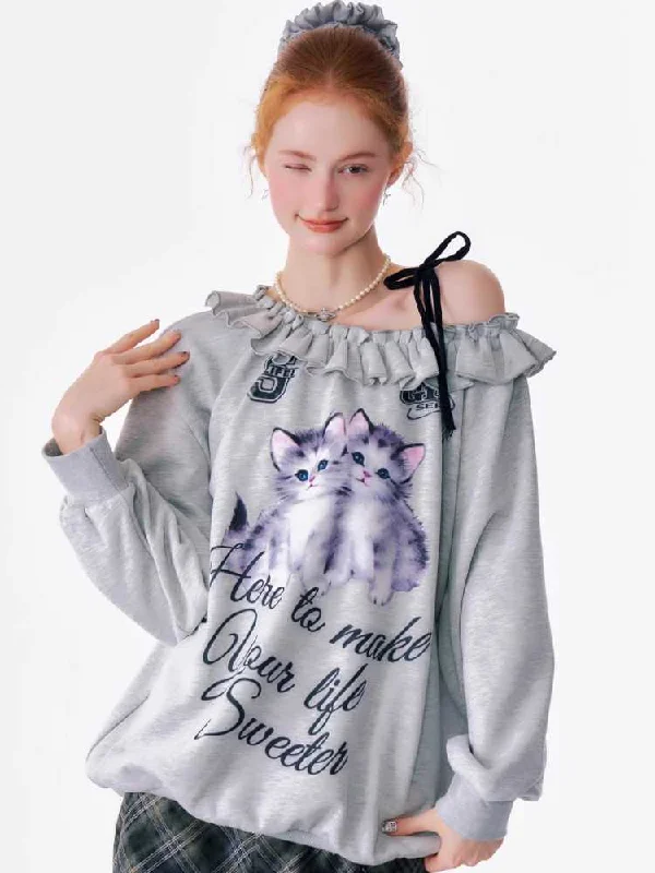 Cat Print Sweatshirt [S0000010166]