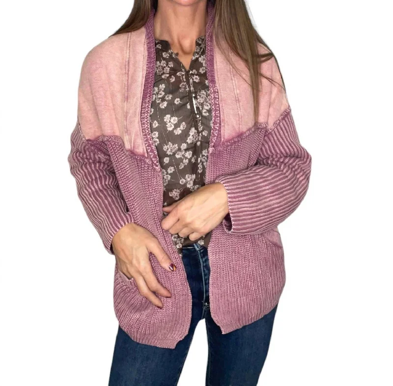 Mega Sale Brielle Open Front Cardigan In Washed Berry