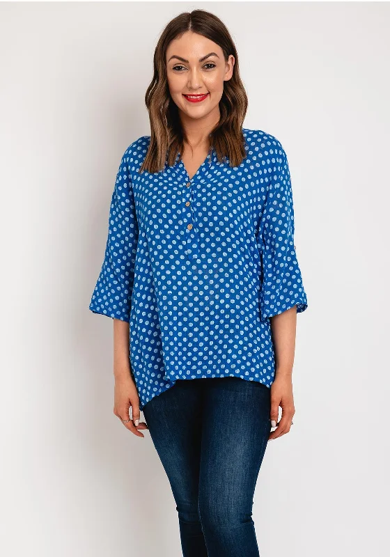 Serafina Collection One Size Polka Dot Top, Blue