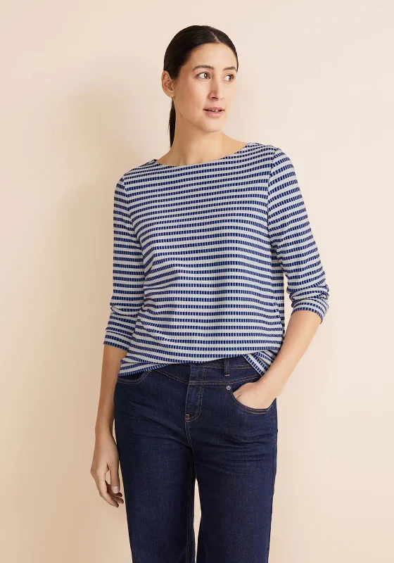 Street One Three Quarter Sleeve Stripe Top, Gentle Blue