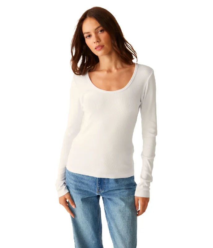 Emilia Ribbed Scoop Neck Long Sleeve Tee