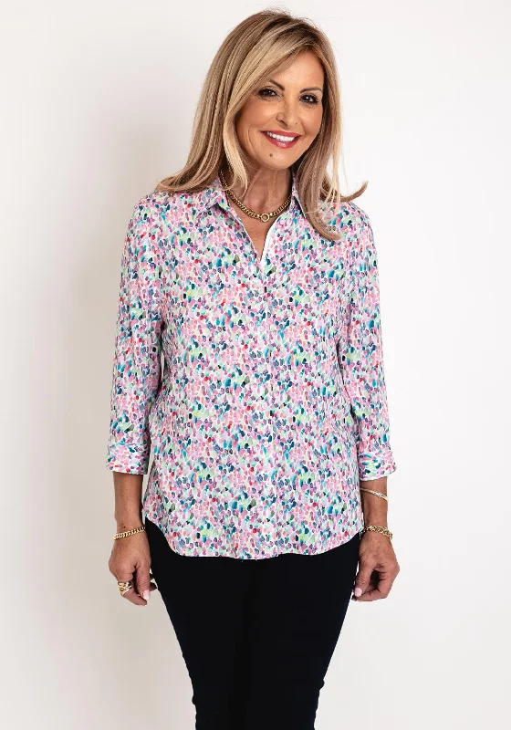 Erfo Lightweight Spot Print Blouse, Pink Multi