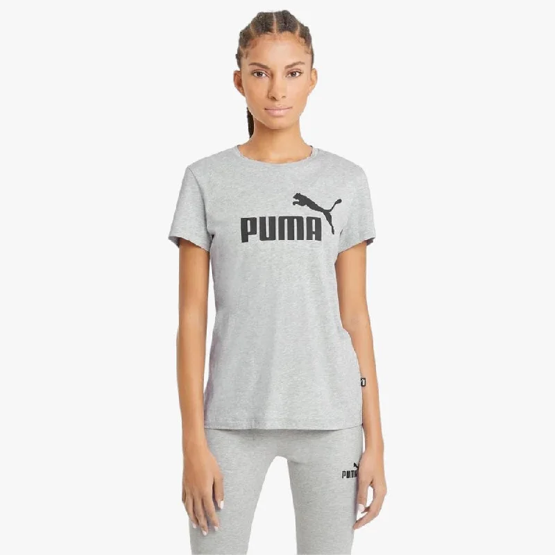 Puma Womens Ess Logo Short Sleeve Tee Light Gray