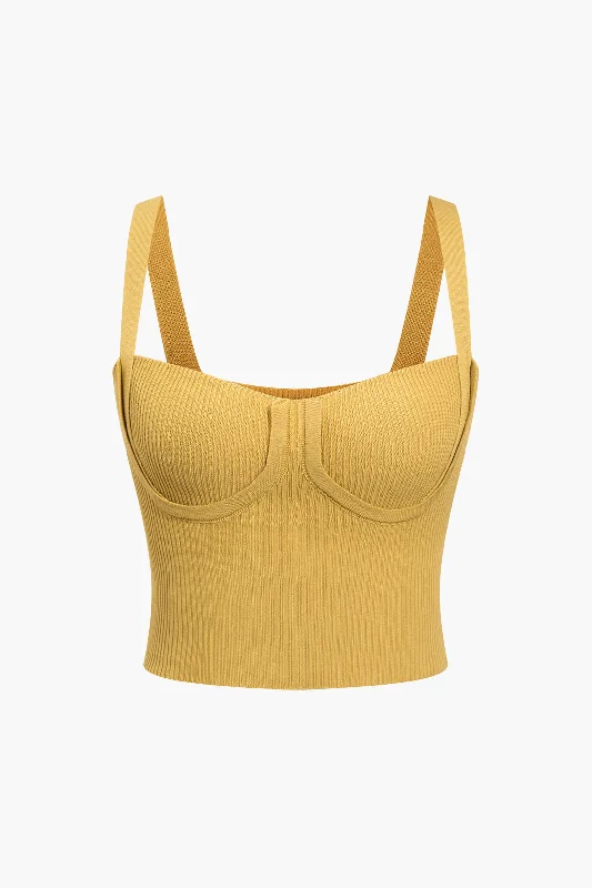 Knit Backless Bustier Slip Tank Top