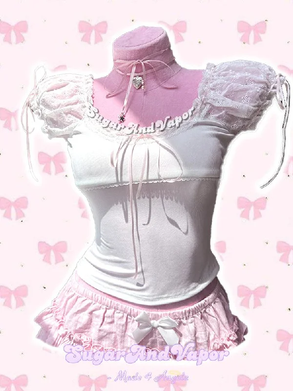 Cake Girl Pink Ribbon Crop Top