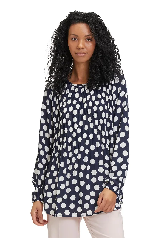 Betty Barclay Polka Dot Plisse Blouse, Navy & White