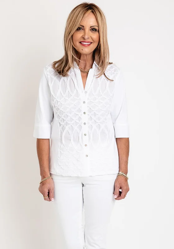 Just White Textured Ruffle Panel Blouse, White