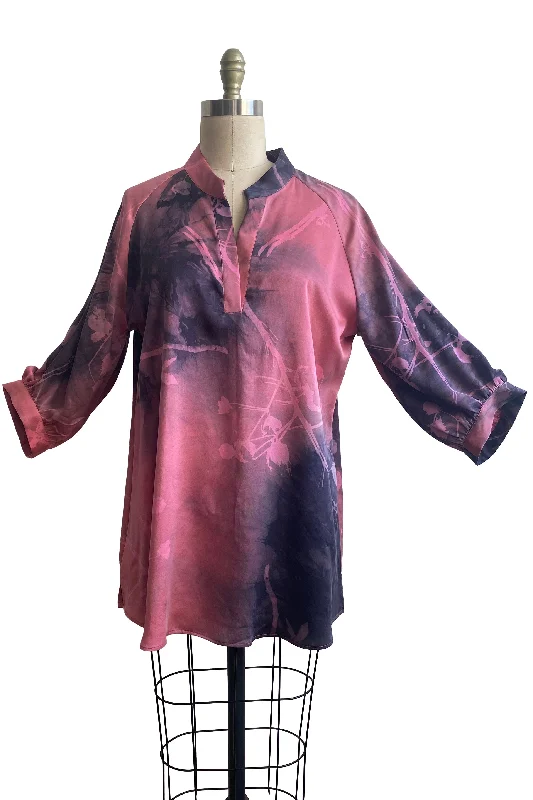 Poet Top Silk w/ Cotton Print - Pink & Grey - 3