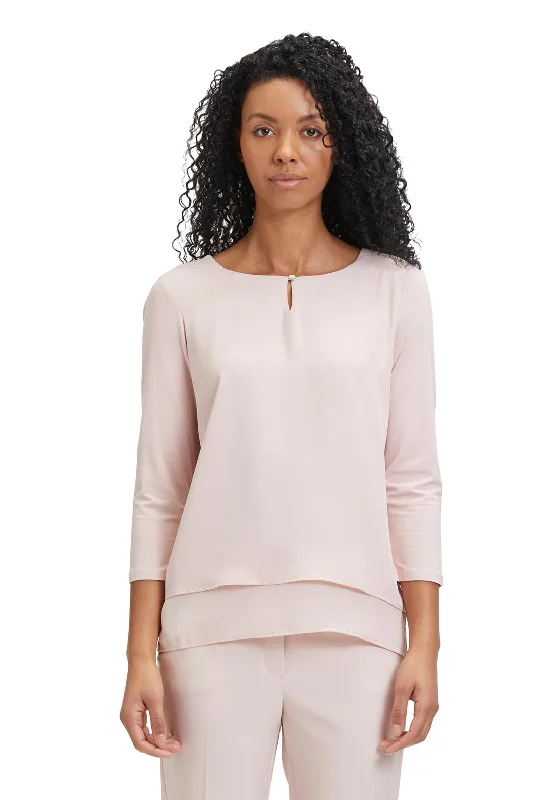 Betty Barclay Keyhole Cutout Neckline Chiffon Blouse, Misty Light Rose