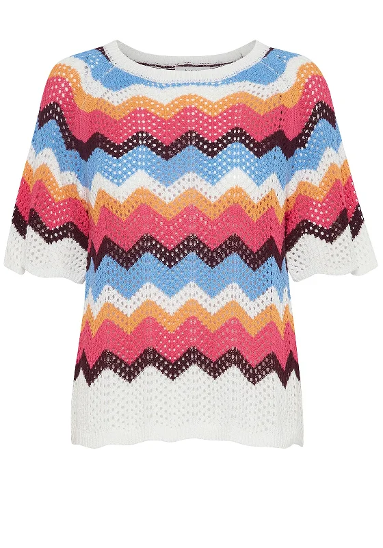 B.Young Zig Zag Pattern Cotton Top, Marshmallow Mix