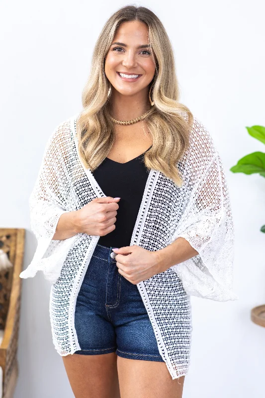 White Lightweight Crochet Cardigan