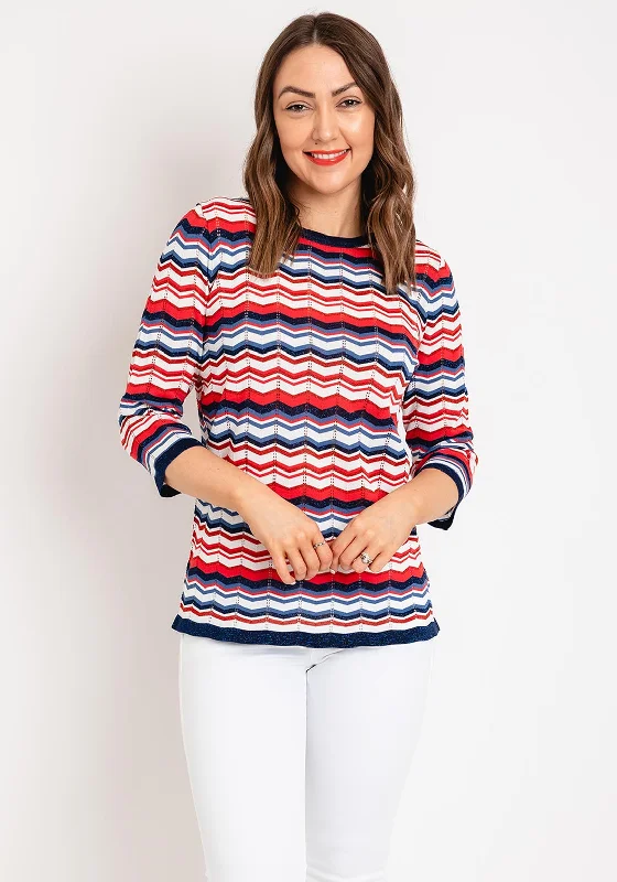 Natalia Collection Zig Zag Sweater, Coral