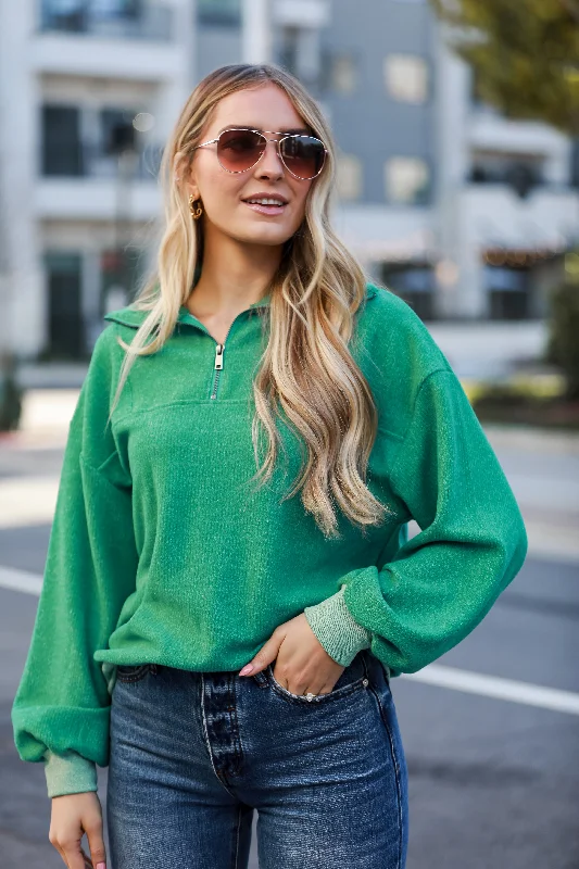Weekend Savings Extravaganza Zoe Brushed Ribbed Knit Quarter Zip Pullover - DOORBUSTER