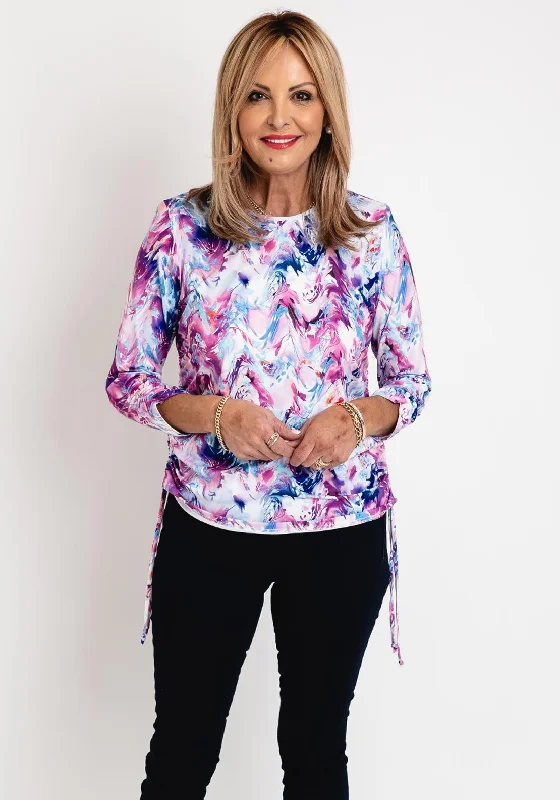 Leon Collection Watercolour Print Top, Pink Multi