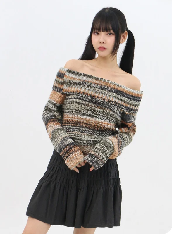 Multi Off-Shoulder Knit Top IN310