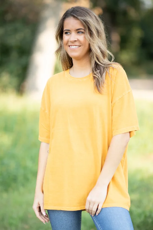 Mustard Drop Shoulder Round Neck Top