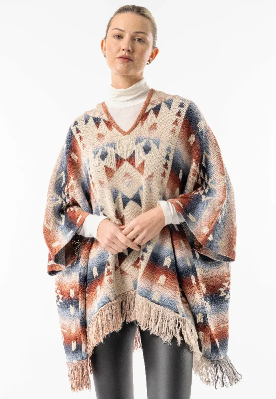 Californian Hooded Batwing Poncho with Fringe