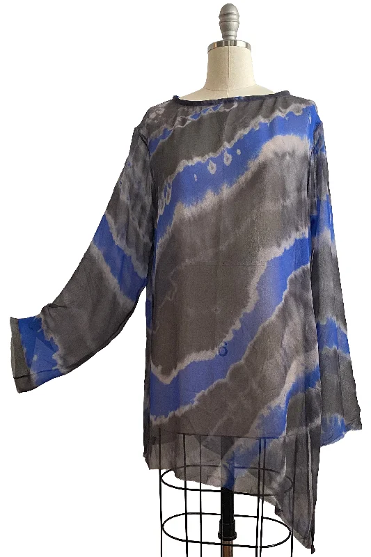 Luxor Tunic w/ Itajime Dye - Black & Blue - Small