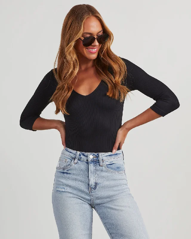 Revival V-Neck Ribbed Bodysuit