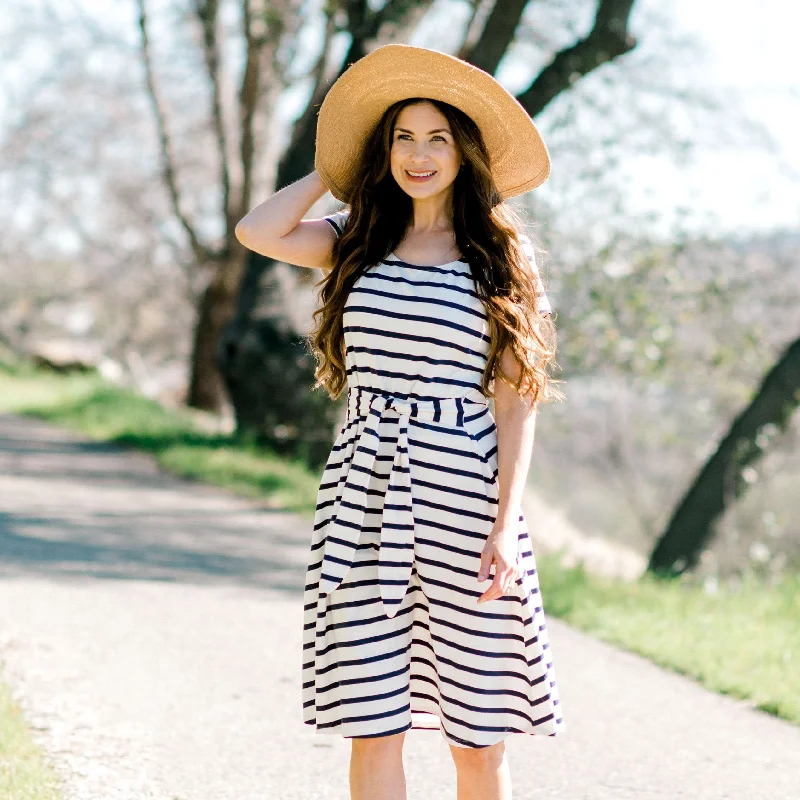 White & Navy Stripe