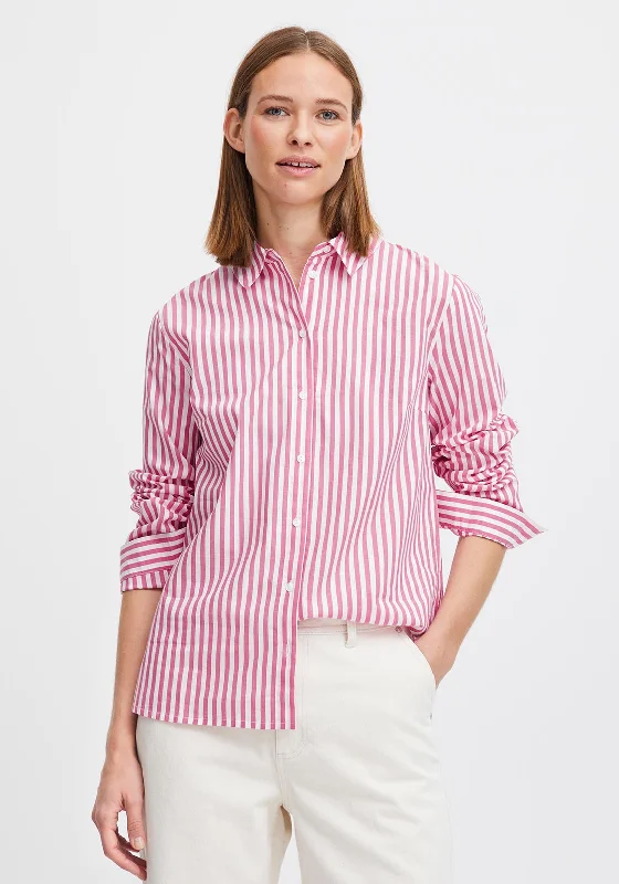 B.Young Hetila Striped Cotton Shirt, Super Pink Mix