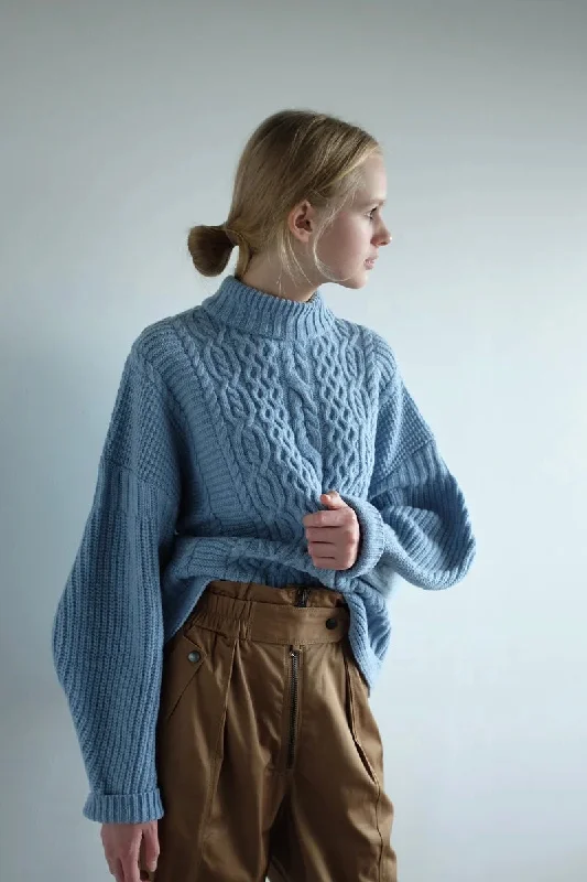 Cora Mono Wool Pullover - Light Blue Melange