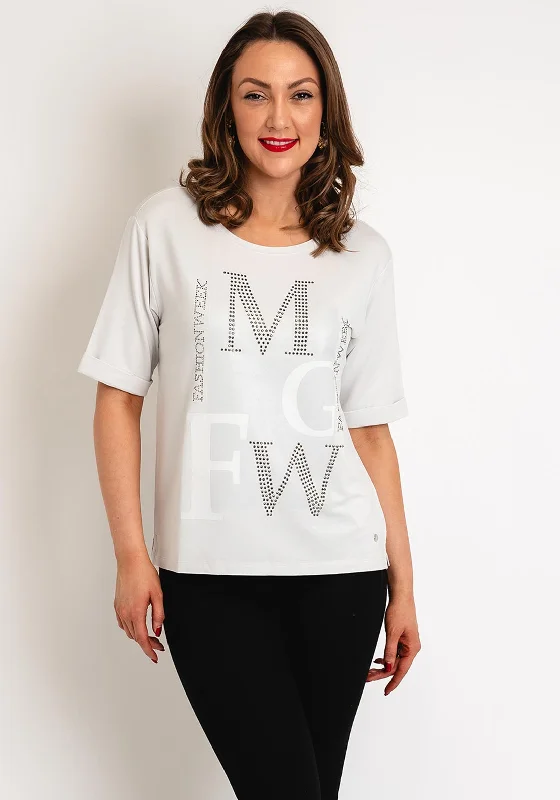 Monari Rhinestone Shimmery T-Shirt, Gray