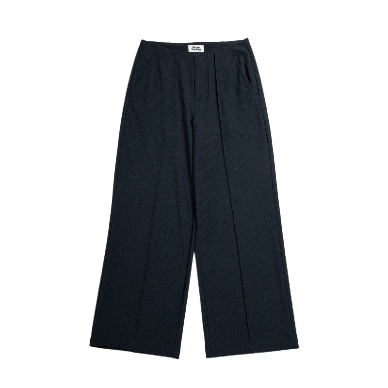 Pintuck Straight Leg Trousers Navy