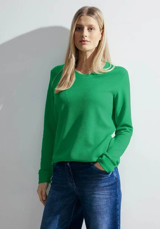 Cecil Ottoman Ribbed Top, Celery Green