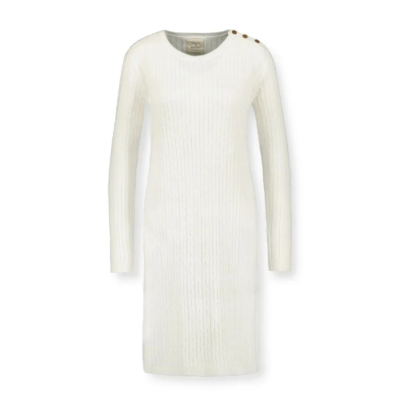 Cable Sweater Dress with Elbow Patches