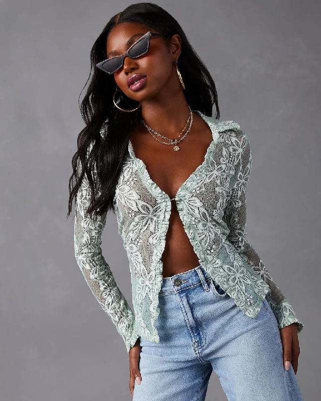 Mystine Lace Floral Long Sleeve Top