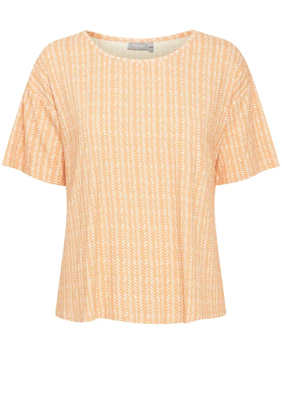 Fransa Fedot Round Neck Print Top, Apricot Wash