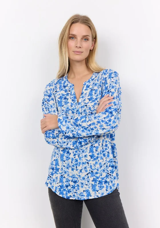 Soyaconcept Doha Floral Button Down Top, Blue