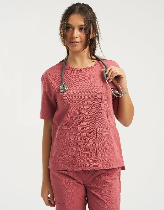 Essential Crewneck Scrub Top - Mauvewood