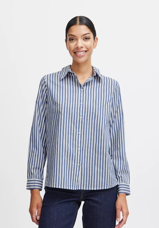 B.Young Hetila Striped Cotton Shirt, True Navy Mix