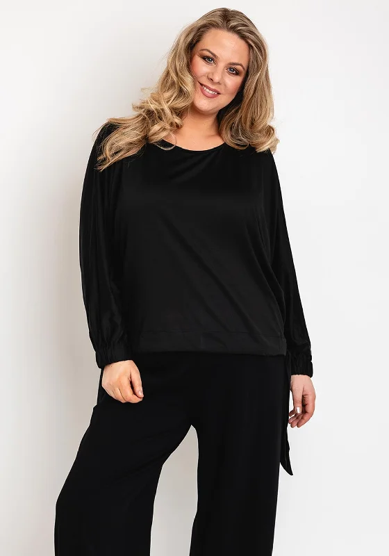 Malissa J One Size Drawstring Hem Top, Black