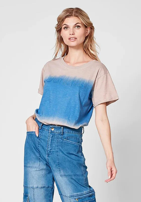 Nu Denmark Tianna Dip Dye T-Shirt, Fresh Blue Mix