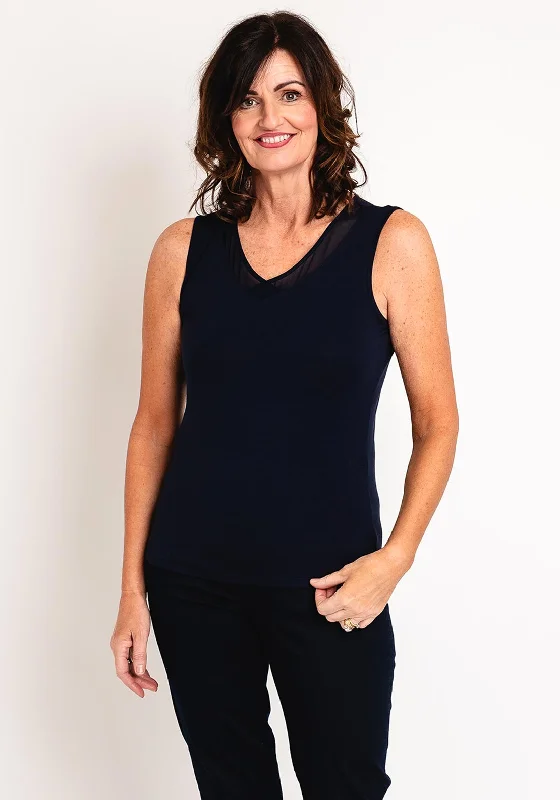 Barbara Lebek Contrast V Neck Vest Top, Navy