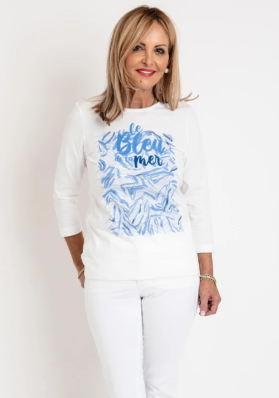 Gerry Weber Front Lettering Print Top, White & Blue