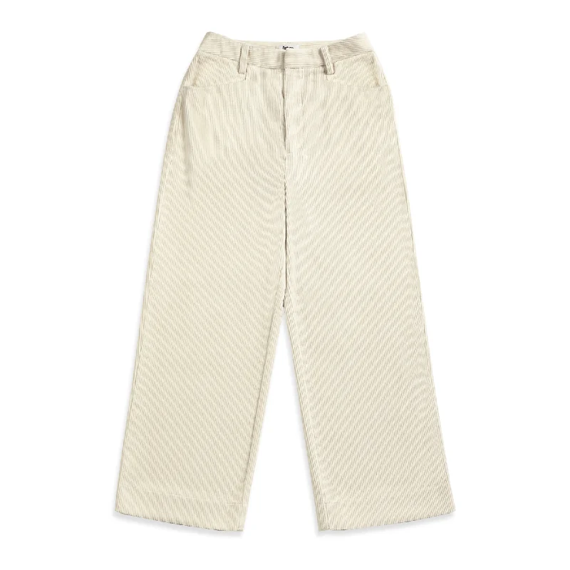 Corduroy Straight-Leg Pants Off White