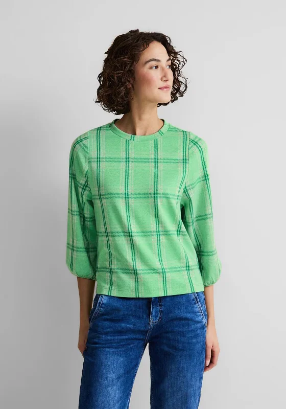 Street One Check Pattern Top, Light Spring Green