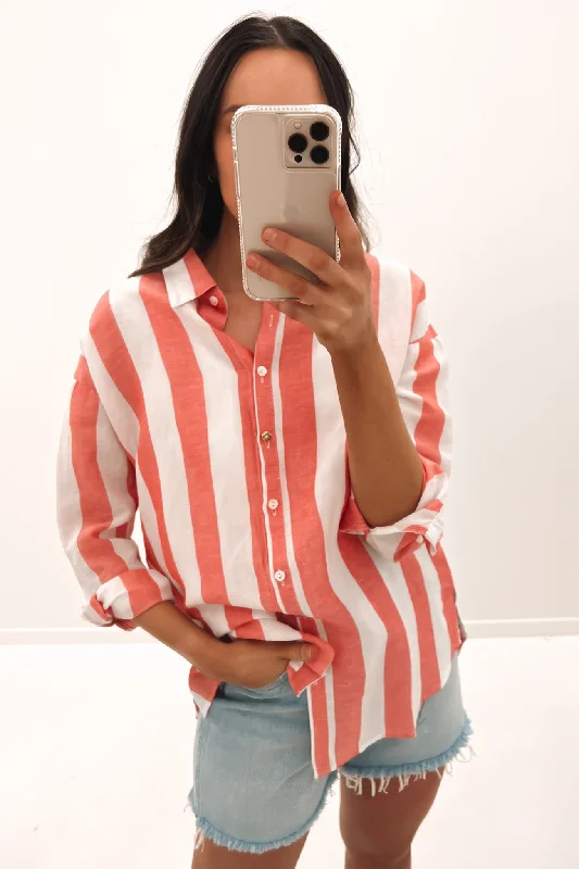 Maeve Shirt Coral Stripe