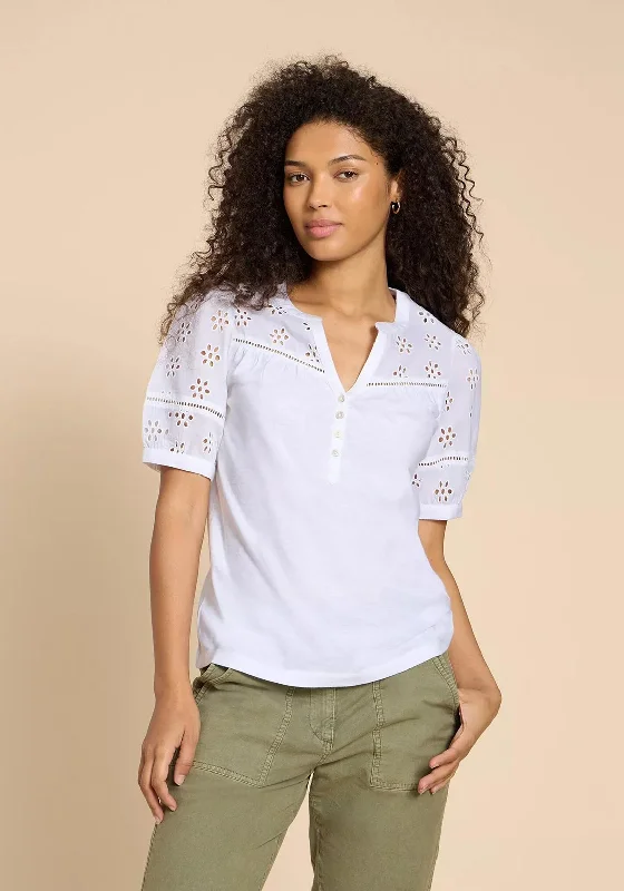 White Stuff Bella Broderie Mix Top, Brilliant White