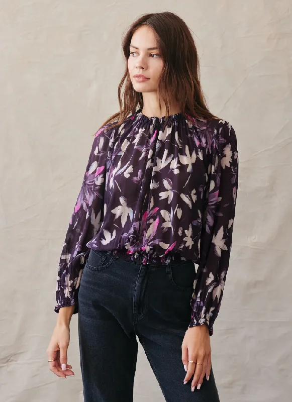 Plum Floral Print Dolby blouse