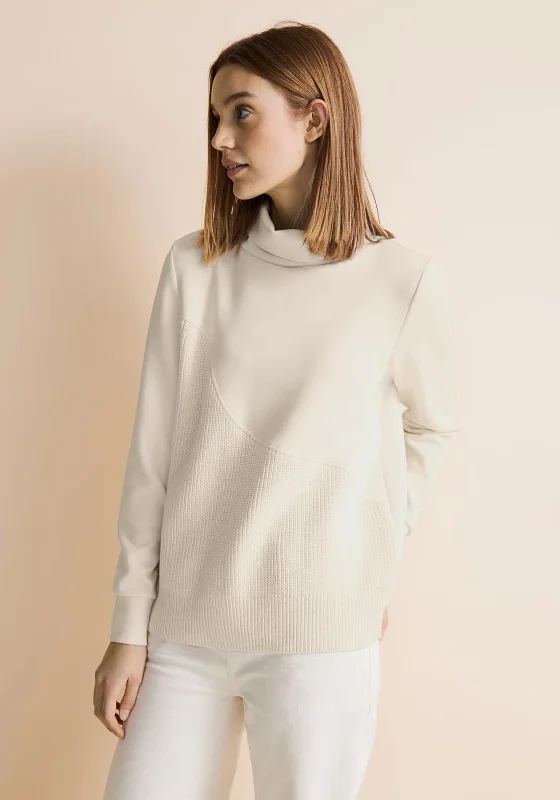 Street One Material Mix Turtleneck Sweater, Lucid White