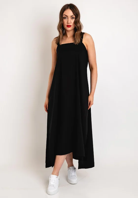 Naya Side Slit Balloon Midi Dress, Black