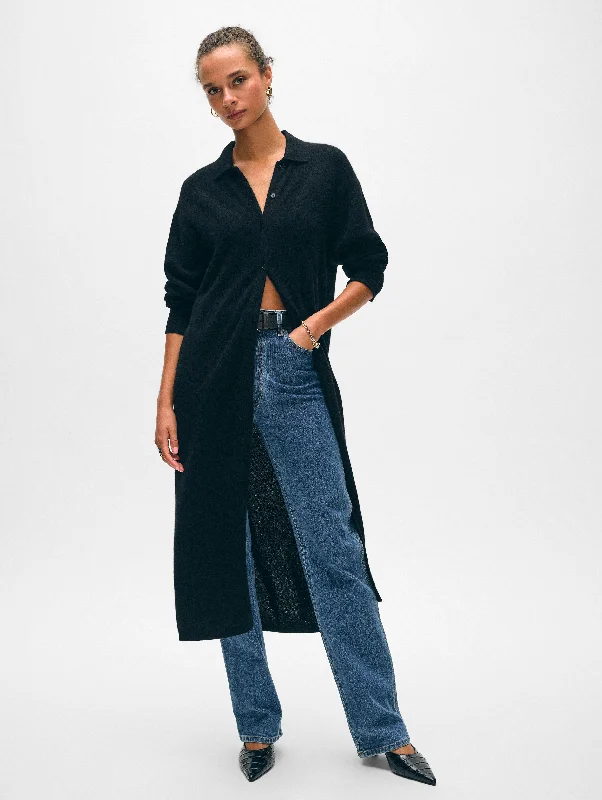 Cashmere Collared Duster Cardigan